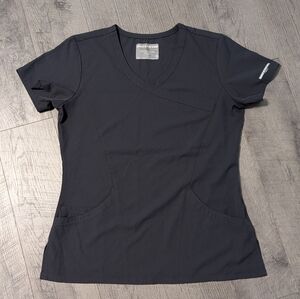 Skechers By Barco Reliance 3-Pocket Crossover V-Neck Scrub Top Medium Pewter